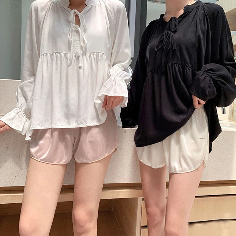 deanwangkt Women Shorts Stain Ice Silk Safety Pants Thin Loose Boxer Safety Shorty Under Skirt Bottom Pants Quick Dry Shorts for Women - Deanwangkt