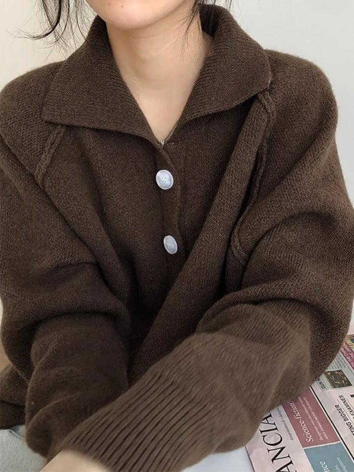 deanwangkt - Vintage Button Front Knitted Sweater - Deanwangkt