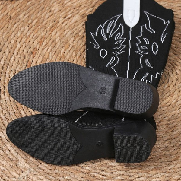 deanwangkt - Black Casual Embroidered Patchwork Pointed Comfortable Out Door Shoes - Deanwangkt
