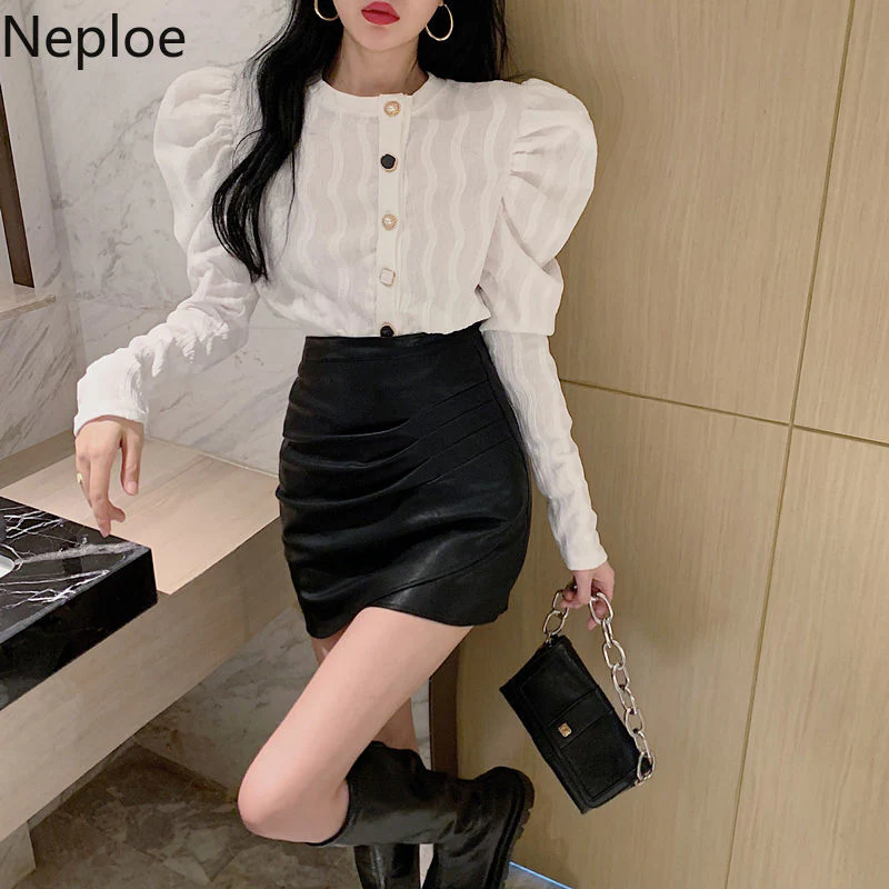 deanwangkt Camisas Mujer Womens Tops O-neck Puff Sleeve Temperament Blouses Office Lady Korean Fashion Elegant Blouse Blusas 98745 - Deanwangkt