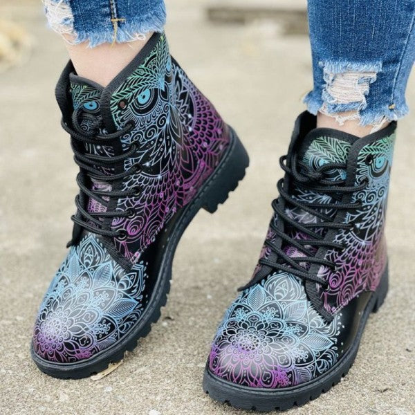 deanwangkt - Black Casual Patchwork Frenulum Printing Round Comfortable Out Door Shoes - Deanwangkt