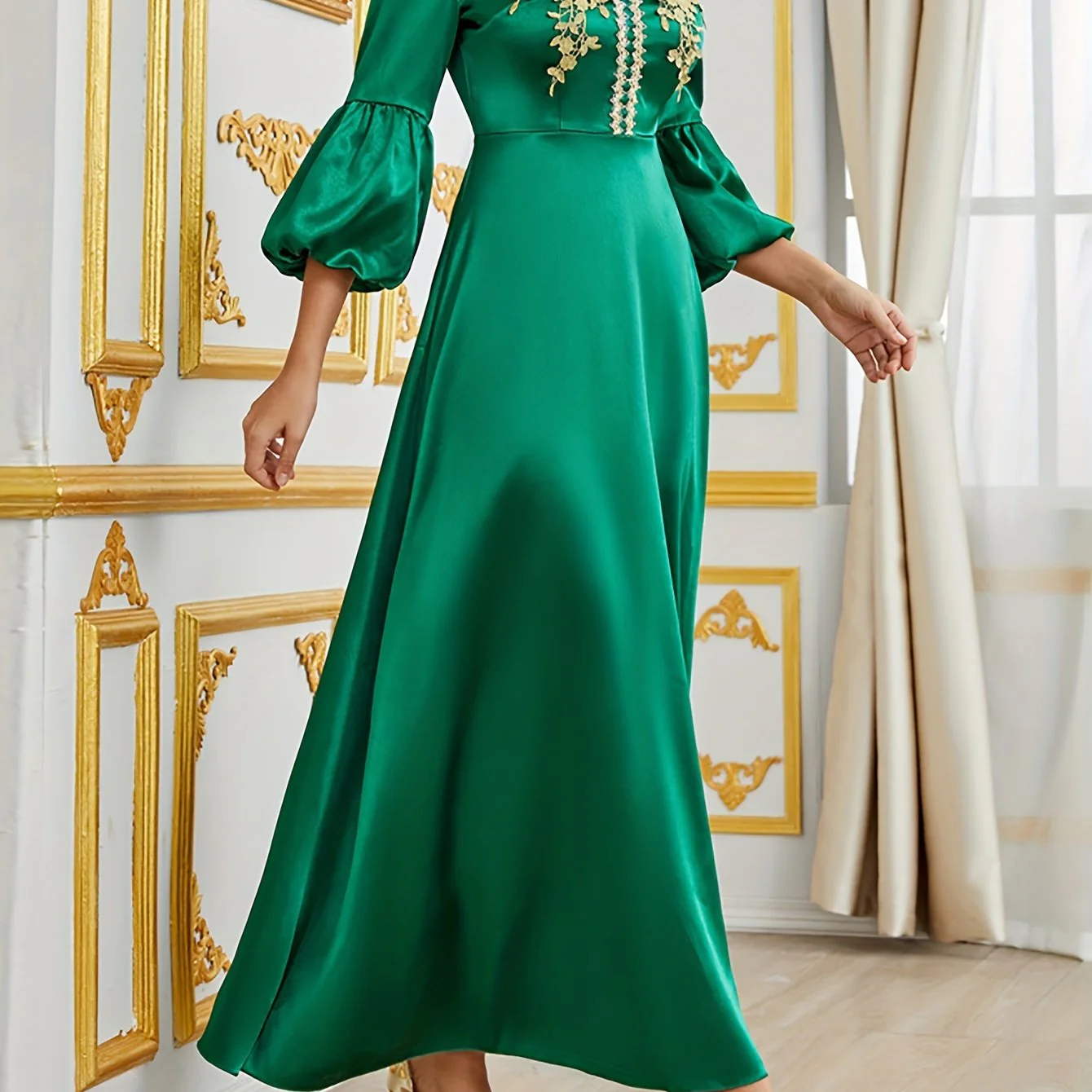 Floral Print Notched Neck Dress, Elegant Dress For Spring & Fall, Women's Clothing - Deanwangkt