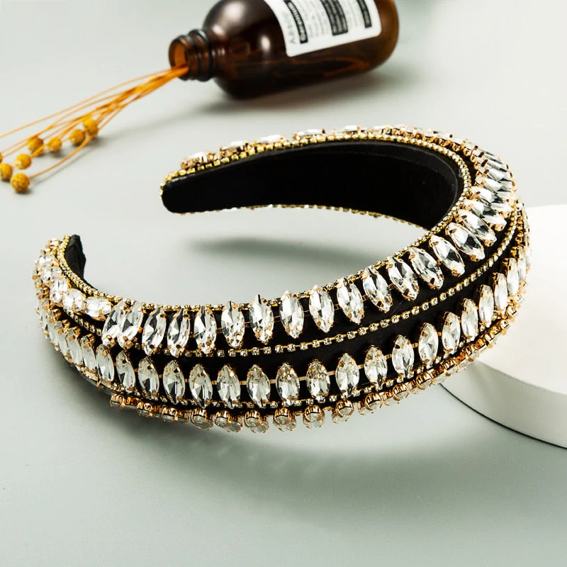 Baroque Hand Made Pearl Beading Gemstone Retro Luxury Hairbands ZA Hair Accessories Hair Bows Flower Crown Headbands For Women - Deanwangkt