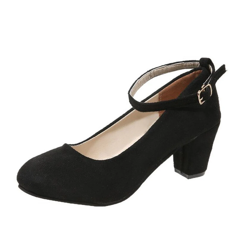 deanwangkt Fashion Women Pumps High Heels Suede Women Shoes Chunky Ankle Work Walking Shoes Sexy Pointed Toe Pumps Ladies Party Shoe - Deanwangkt