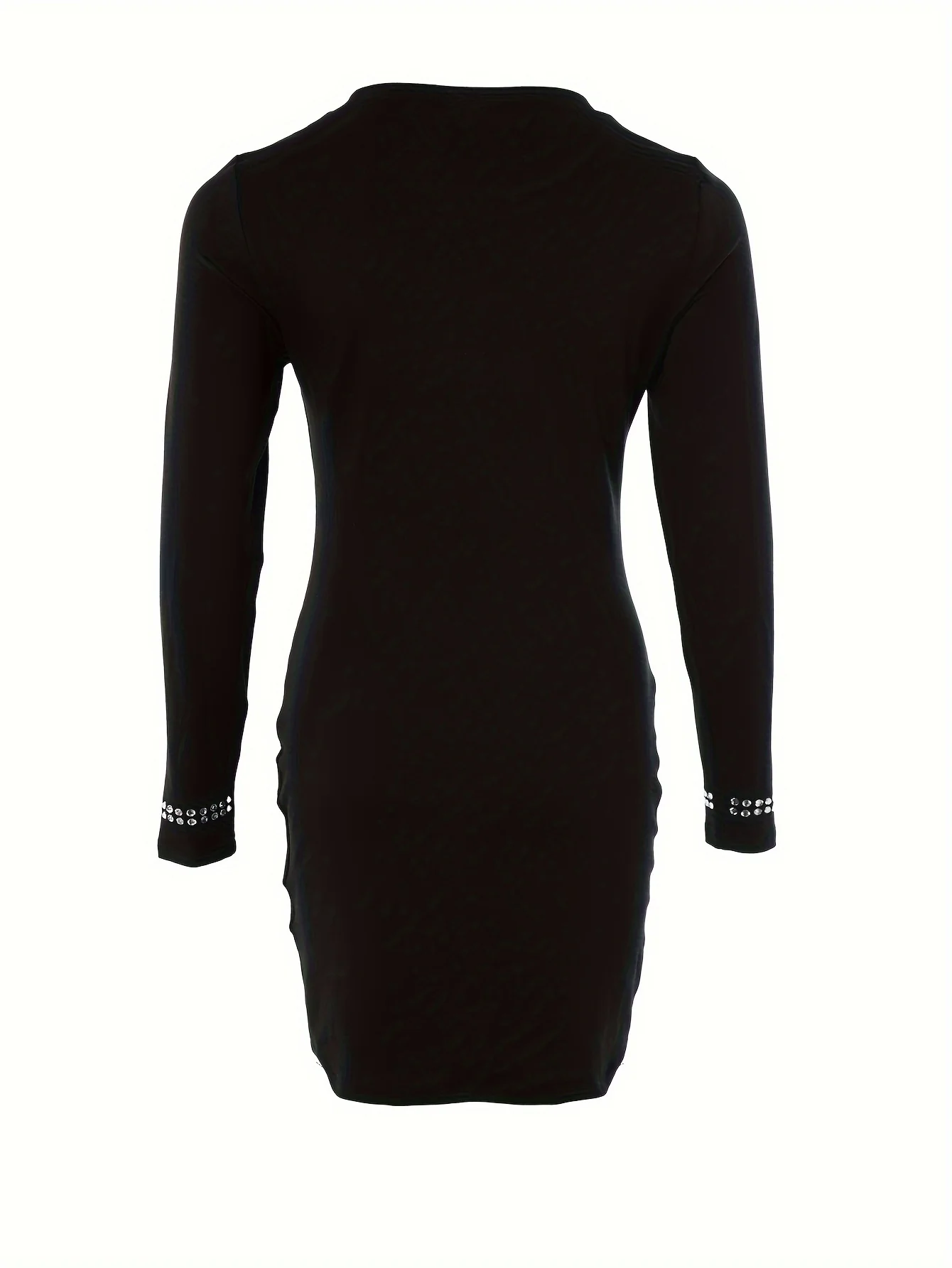 Cut Out Striped Dress, Casual Crew Neck Long Sleeve Bodycon Mini Dress, Women's Clothing - Deanwangkt