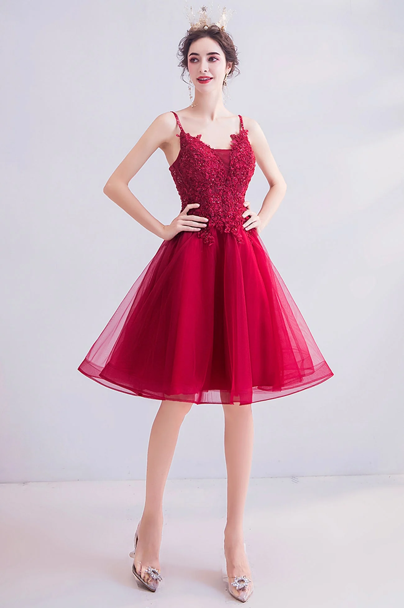 solvbao Cute Lace Short Prom Dresses, A-Line Homecoming Dresses - Deanwangkt