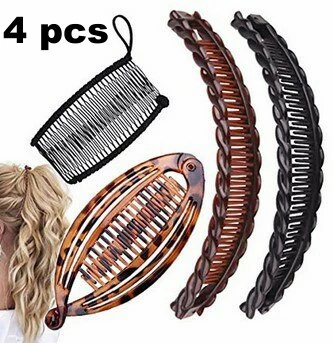 deanwangkt Fish clip set-Banana hair clips Fish hairpin combs Fashion combs Hot style Ponytail Banana clip hair combs Flat clamp for women - Deanwangkt