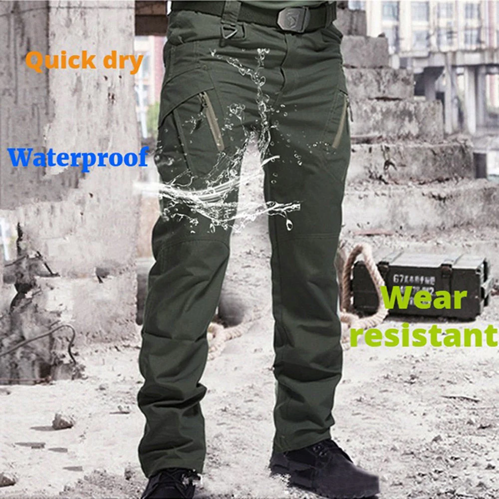 DEANWANGKT Mens Vintage Hip Hop Style Baggy Jeans 6XL City Military Tactical Pants Elastic SWAT Combat Army Trousers Many Pockets Waterproof Wear Resistant Casual Cargo Pants Men - Deanwangkt