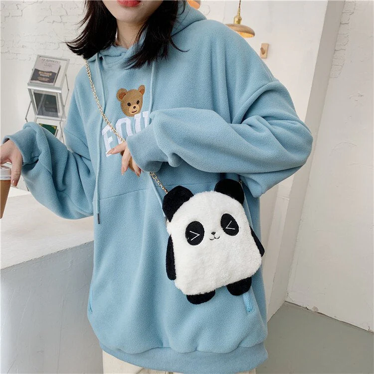 deanwangkt Small Bag For Women  Lovely Panda Bag Plush Soft Purses Crossbody Bags Chain Strape Shoulder Bag Women Phone Bag Bolsa Mujer - Deanwangkt