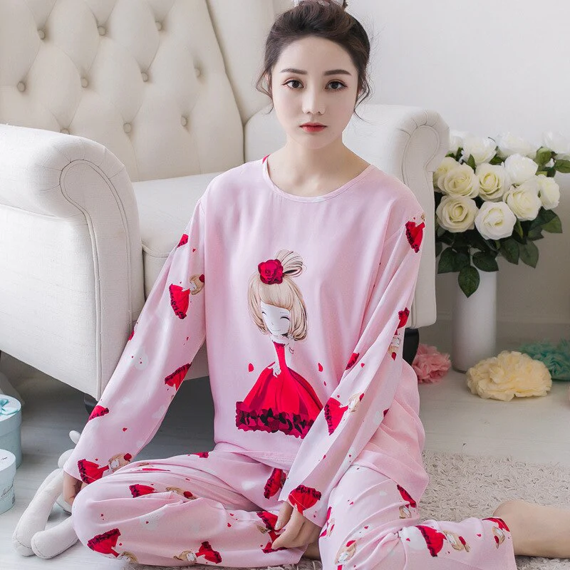deanwangkt Women Pajamas Set Girl Sleepwear Pijama Long Women Pyjamas Suit Female Clothing Set  Nightwear - Deanwangkt
