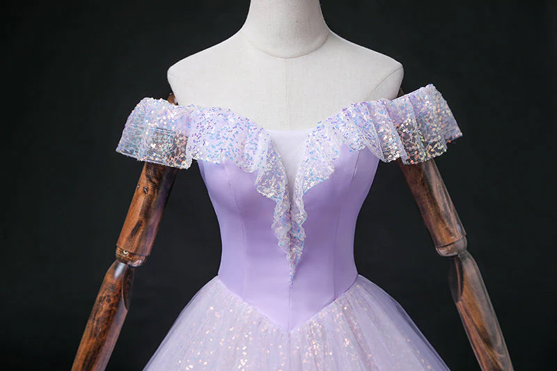 Solvbao Lavender Tulle Sweetheart Off Shoulder Formal Dress, Long Party Dress Prom Dress - Deanwangkt