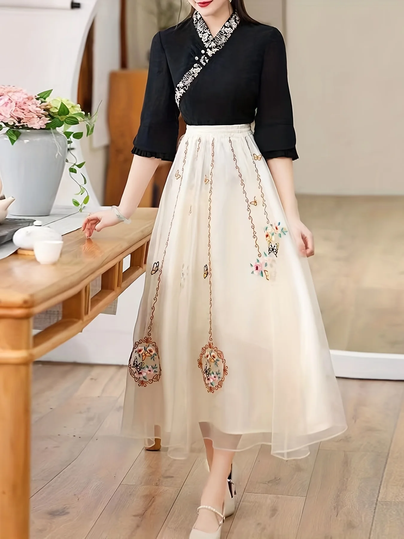 High Waist Embroidered Skirt, Ethnic Style Retro Casual Skirt, Women's Clothing - Deanwangkt