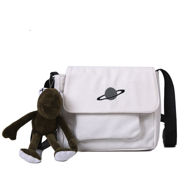 deanwangkt Casual Collage Student Messenger Bag Women Small Bag Canvas Shoulder Bag For Women  Celestial Print Crossbody Bag Bolsas Sac - Deanwangkt