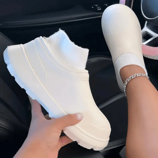 deanwangkt - White Casual Living Patchwork Solid Color Round Keep Warm Comfortable Flats Shoes - Deanwangkt
