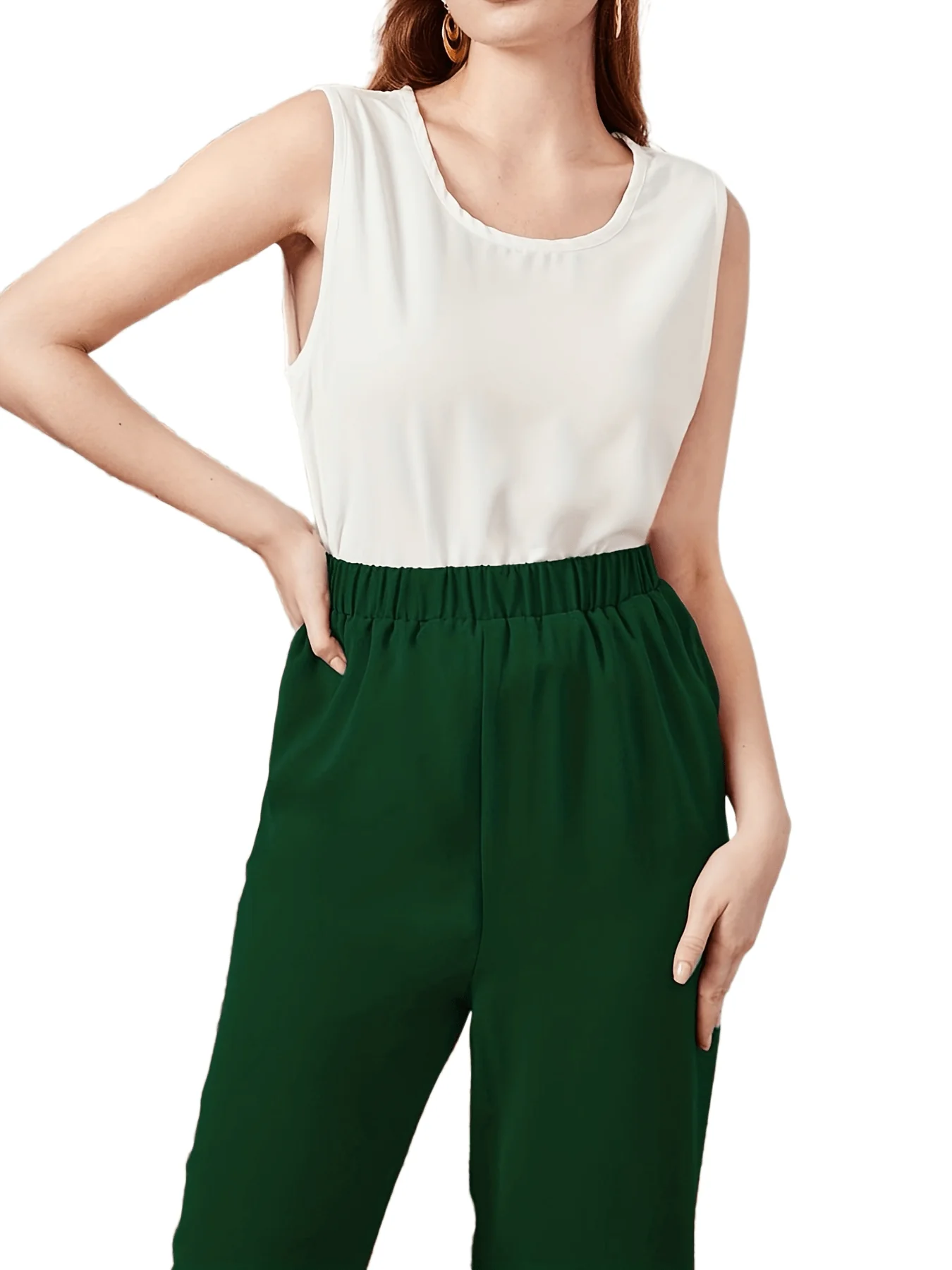 deanwangkt-1  Solid Casual Three-piece Set, Long Sleeve Open Front Cardigan & Crew Neck Tank Top & Wide Leg Pants Outfits, Women's Clothing - Deanwangkt