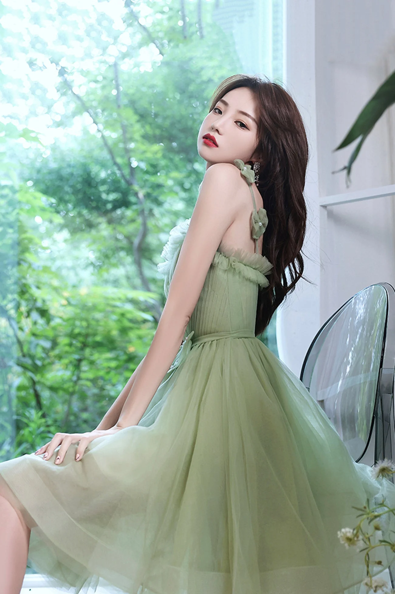 solvbao Green Tulle Short Prom Dress, Green A-Line Party Dress with Bow - Deanwangkt