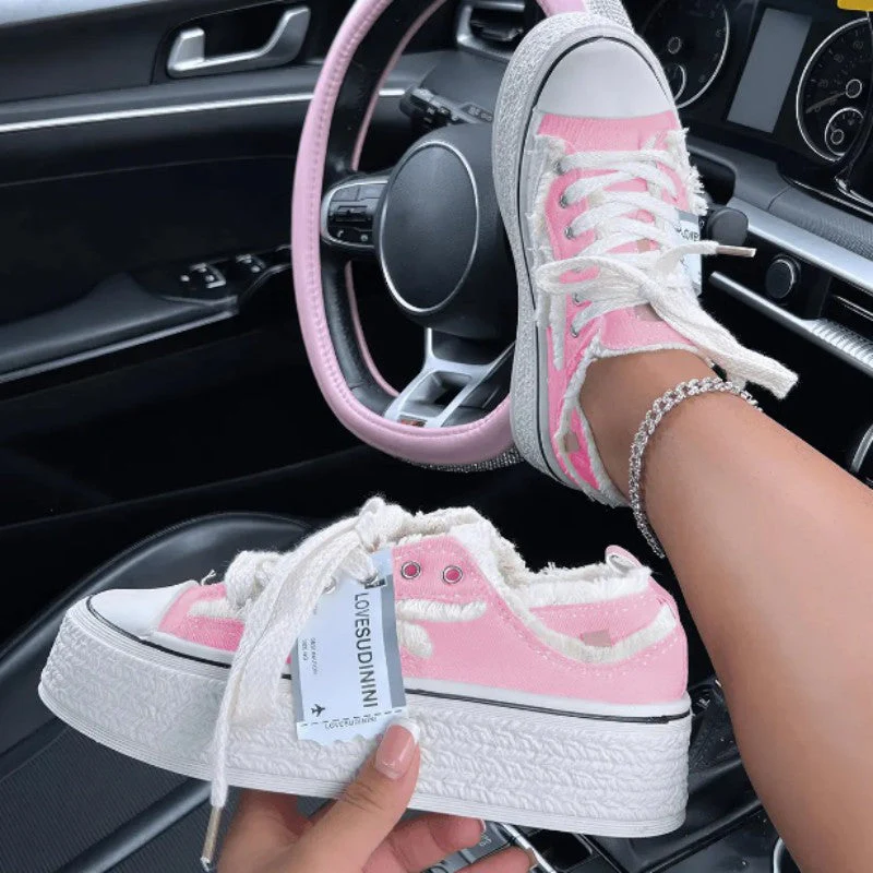 deanwangkt - Pink Casual Patchwork Frenulum Contrast Round Comfortable Out Door Shoes - Deanwangkt