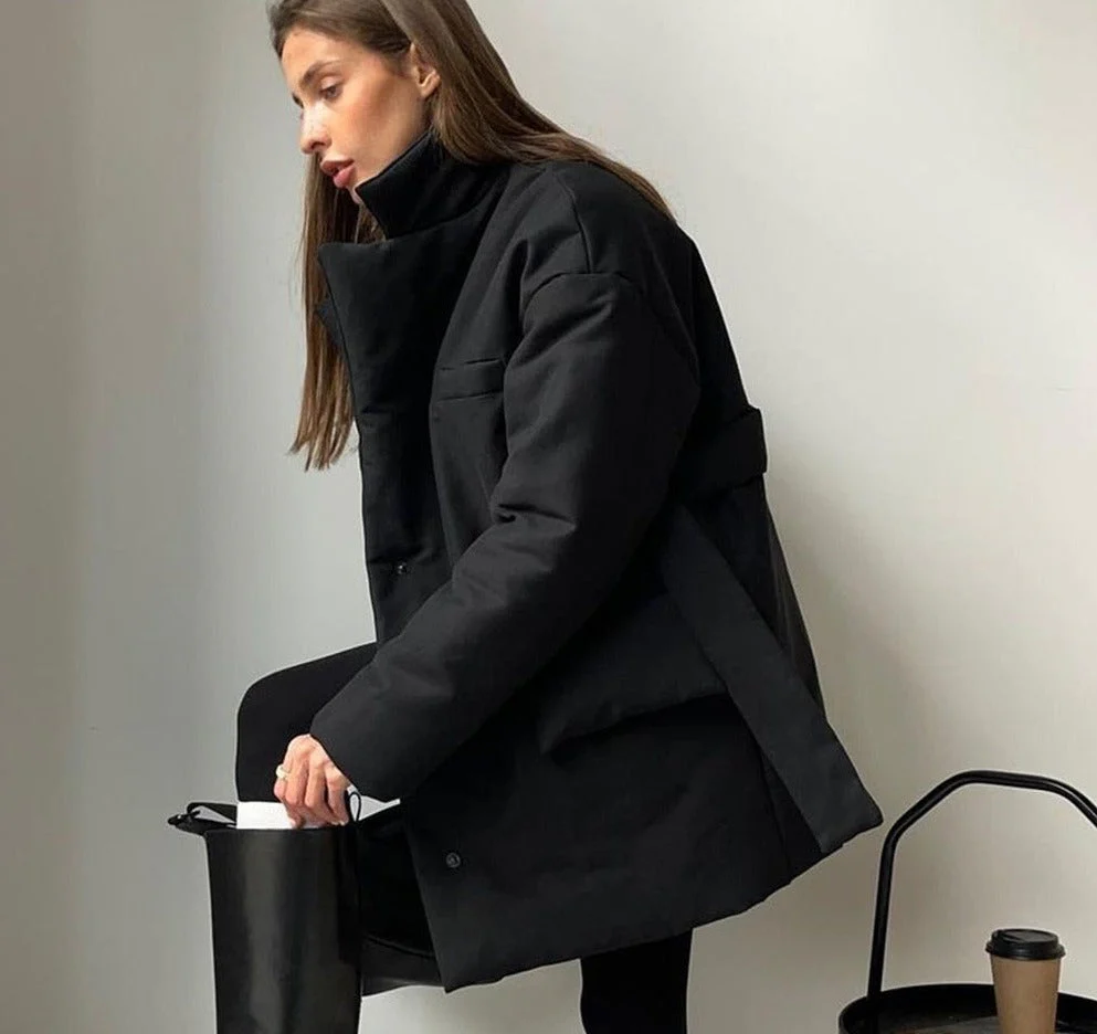 deanwangkt New Short Winter Parkas Women Warm Down Cotton Jacket  Female Casual Loose Outwear  A Belt Cotton-Padded Coat - Deanwangkt