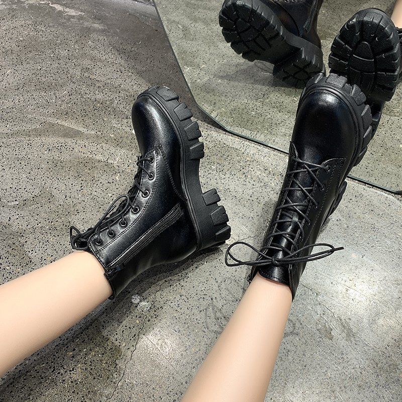 DEANWANGKT Christmas Gift New Thick-soled Genuine Leather Women's Boots Fashion Zipper Convenient Short Boots Autumn Winter Warm Casual Women's Work Boots - Deanwangkt