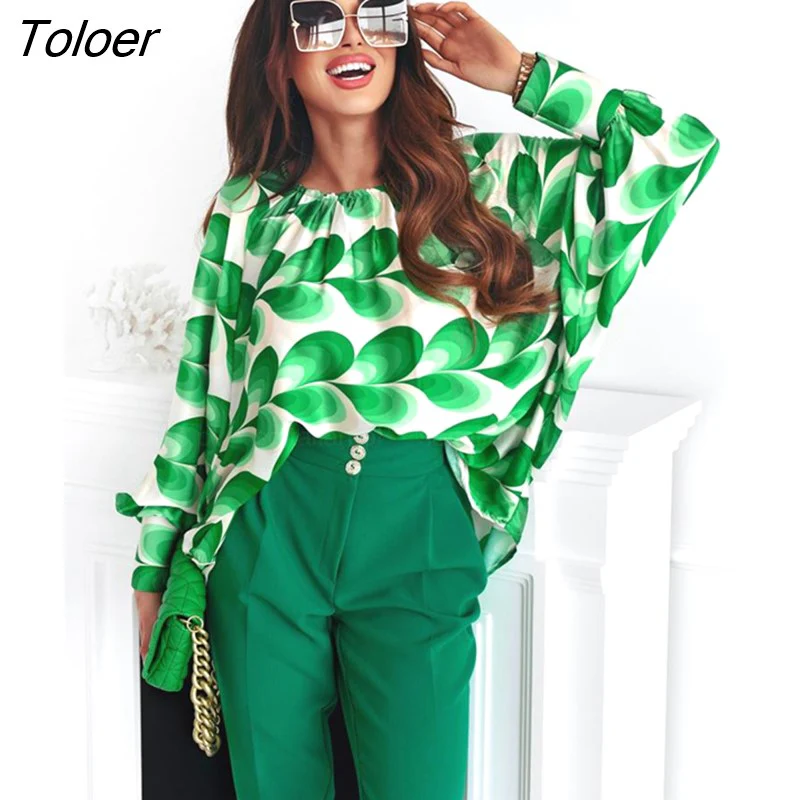 deanwangkt Loose Blouse Women Long Sleeve O-Neck Female Print Autumn Blouses Elegant Women's Shirt Top  Ladies Clothing - Deanwangkt