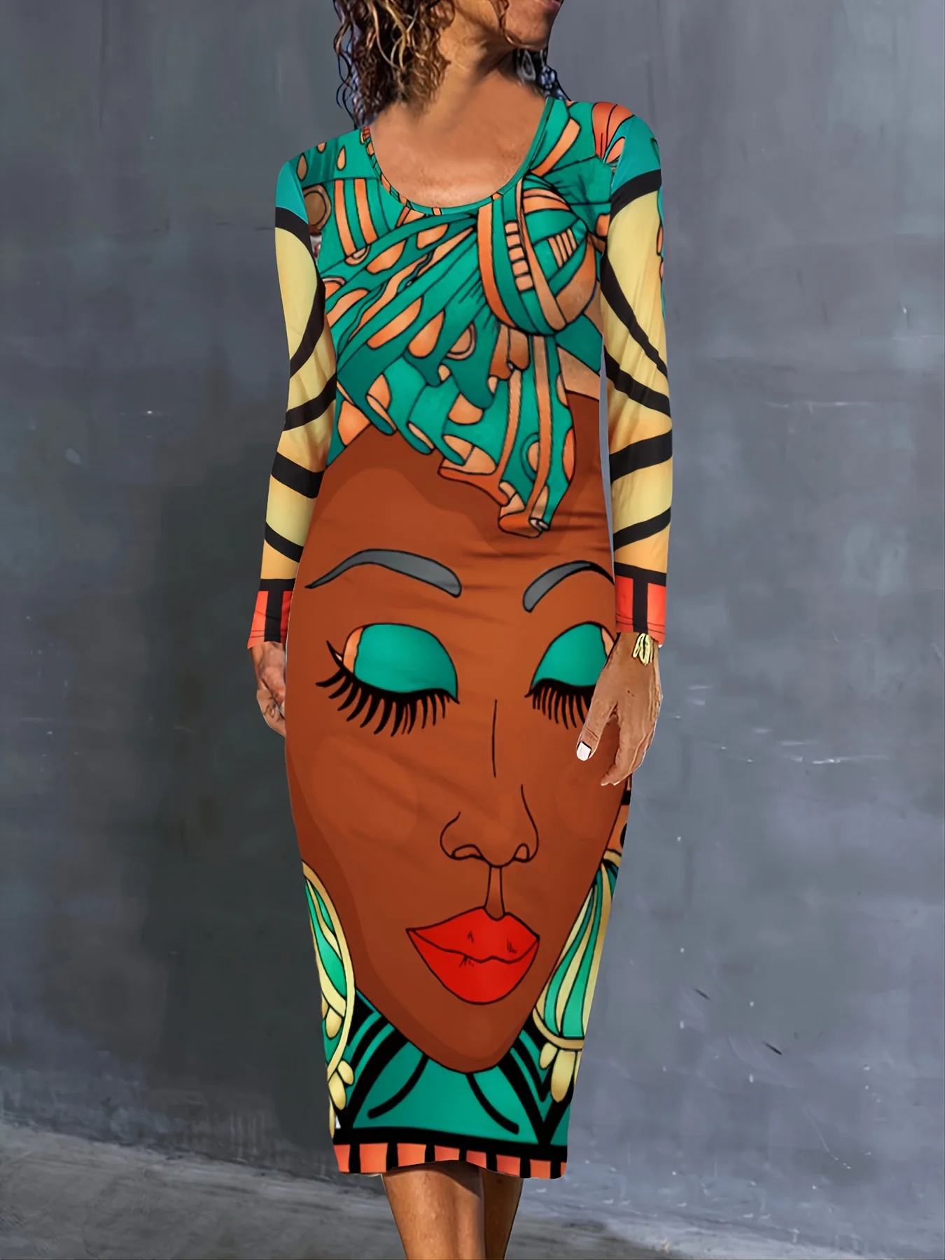 Women's Dresses Fashion Round Neck Long Sleeve Loose Dresses - Deanwangkt