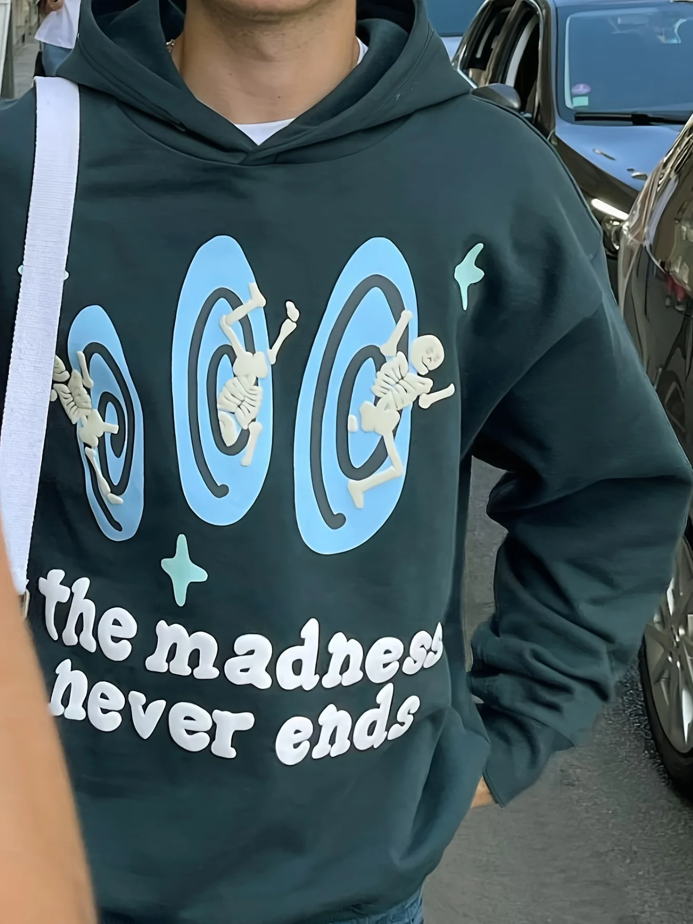 deanwangkt-1 Skull & Letter Print Loose Hoodie, Casual Long Sleeve Sweatshirt, Women's Clothing - Deanwangkt