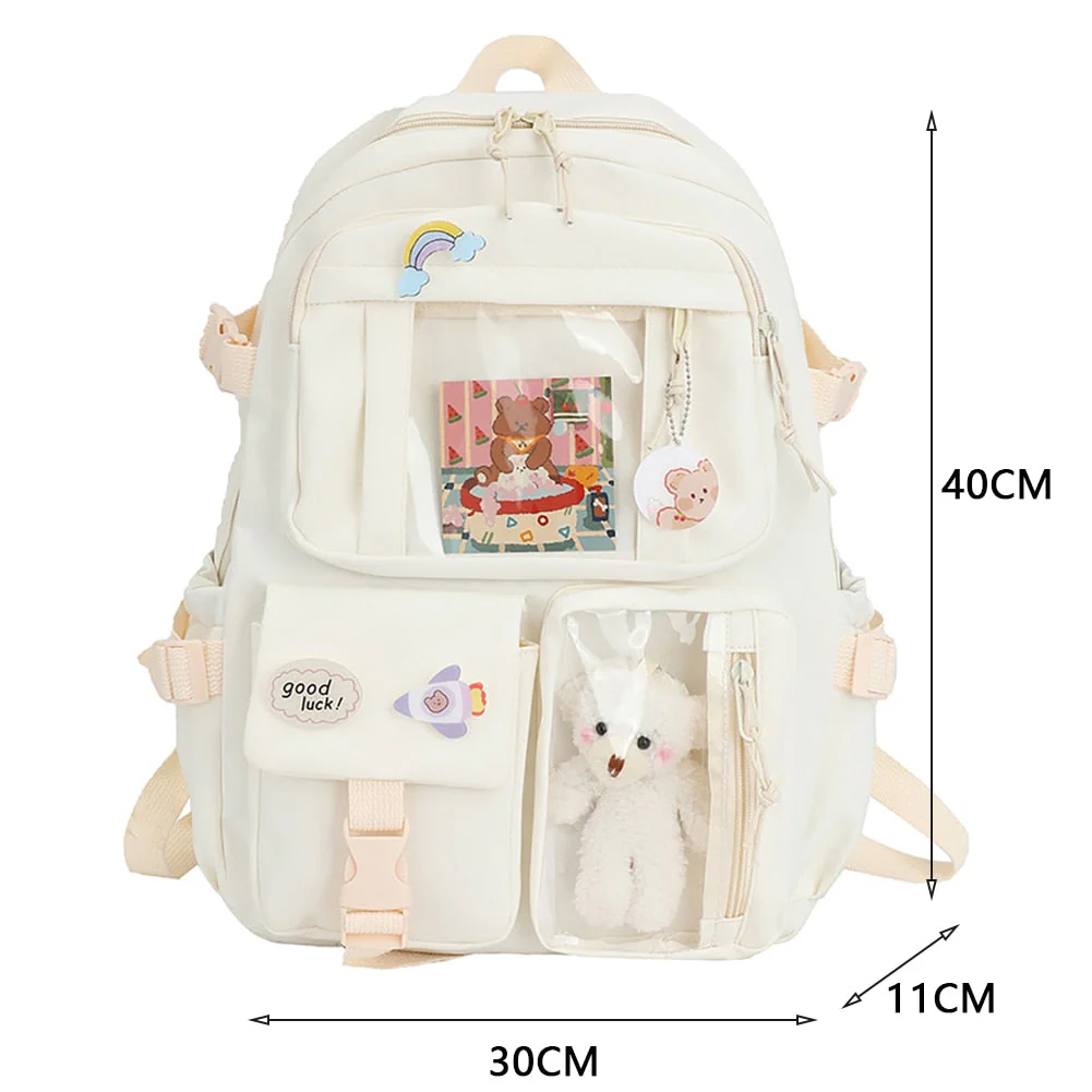 deanwangkt  Girls Aesthetic Backpack Cute School Bags For Student Teens Girls Pockets Kawaii Women Laptop Backpack Harajuku Mochila - Deanwangkt
