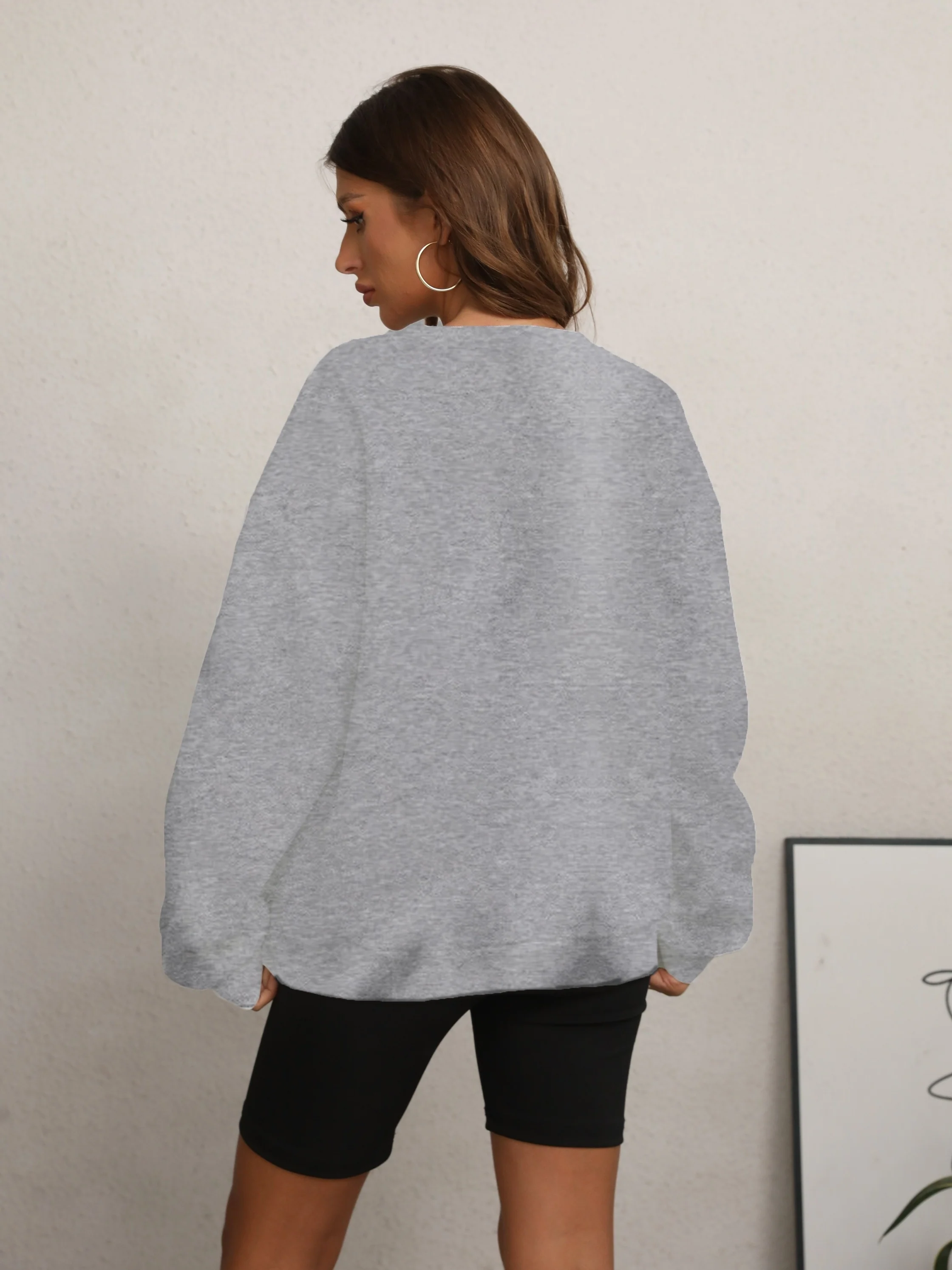 Flower Graphic Crew Neck Sports Sweatshirts, Long Sleeve Sports Pullover Top, Women's Sporty Sweatshirts - Deanwangkt