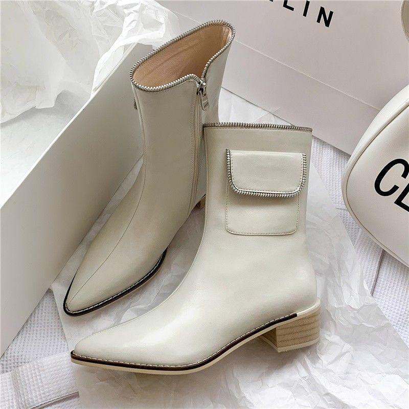 DEANWANGKT  New Autumn Winter Women Mid Heels Shoes Fashion Zipper Warm Ankle Snow Boots Gladiator Designer Modern Botas Mujer Zapatos - Deanwangkt
