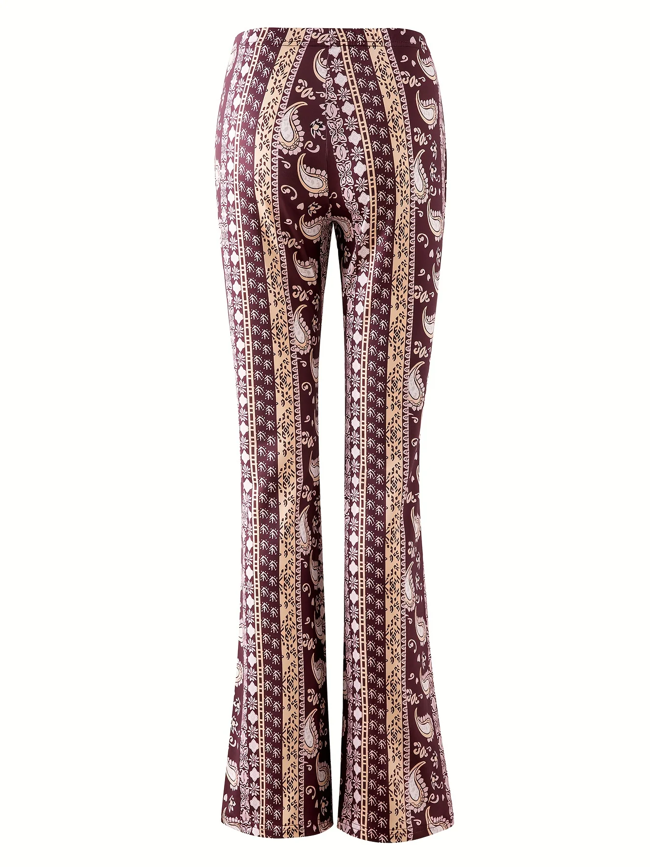 deanwangkt-1  Paisley Print Slim Stretchy Waist Pants, Sexy Flare Pants For Spring & Summer, Women's Clothing - Deanwangkt