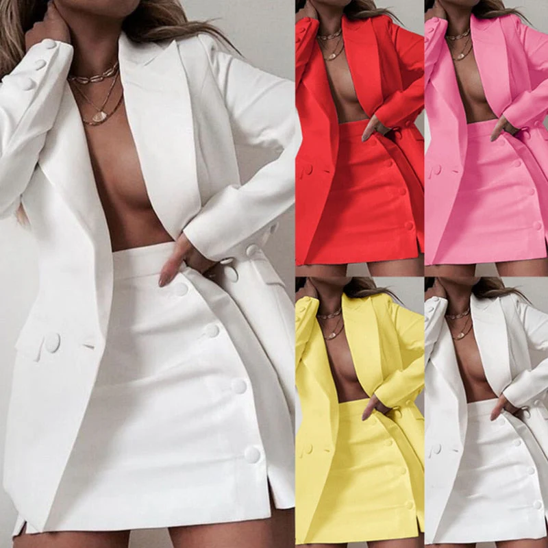 deanwangkt  New Fashion 2 Piece Set Women Streetwear Candy Colour Basic Blazer Sets Coat + Shorts Slim Suit Jacket - Deanwangkt
