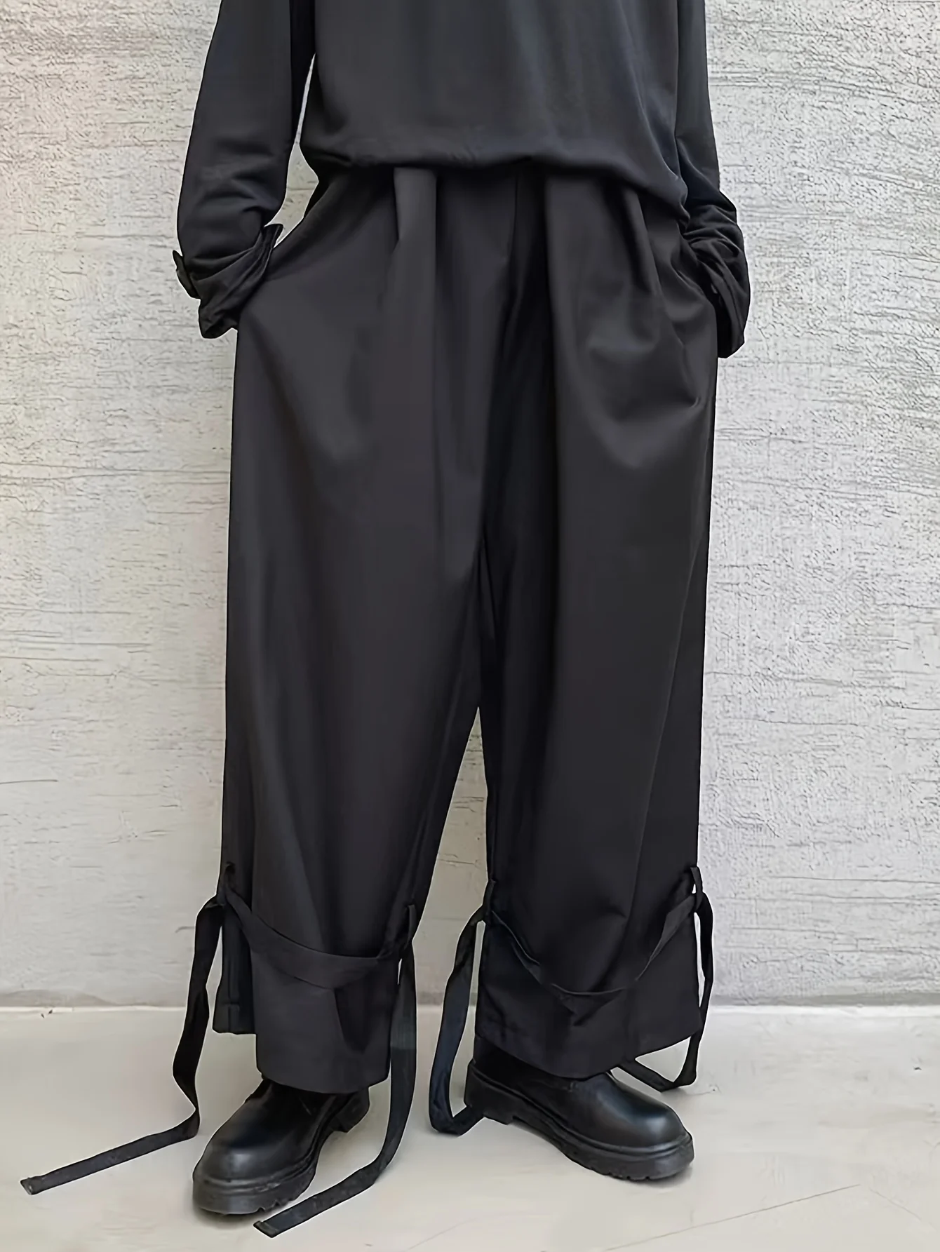 Men's Stylish Wide Leg Pants, Casual Slightly Stretch Breathable Loose Pants For Outdoor - Deanwangkt