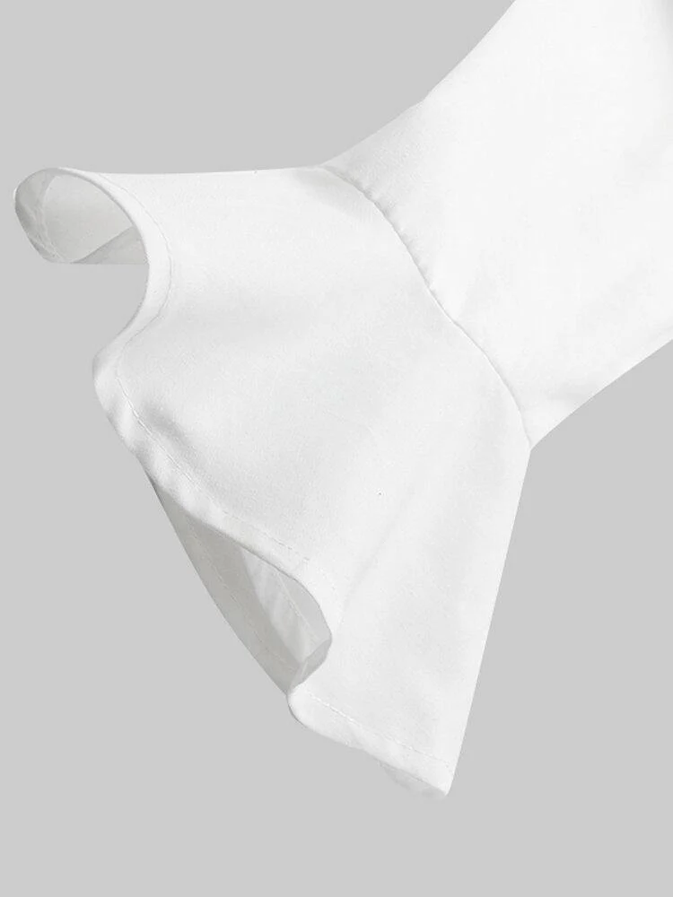 deanwangkt V-neck Oblique Placket Design Bell Sleeve Casual Dress - Deanwangkt