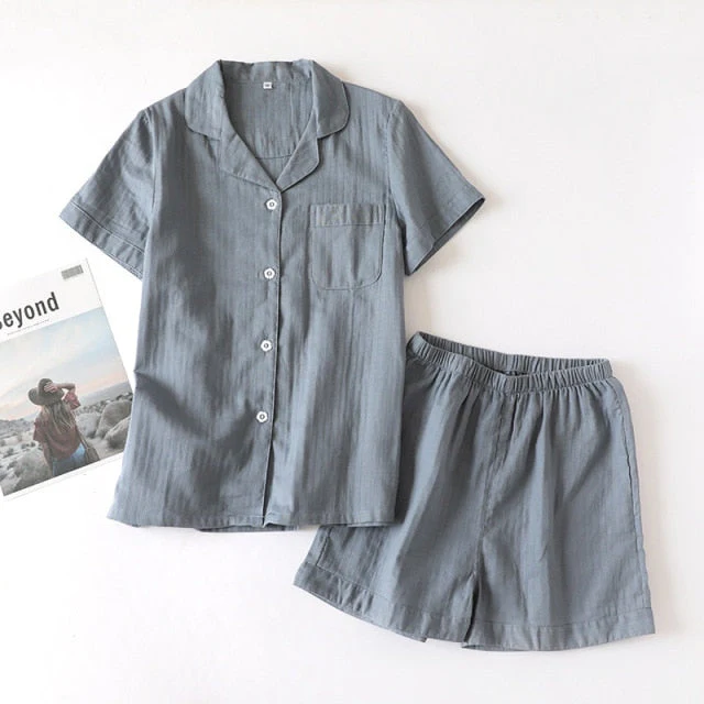 deanwangkt  Pyjamas Women 100% Cotton Short Sleeves Ladies Pajama Sets Shorts Cute Cartoon Print Japanese Simple Sleepwear Homewear Pijamas - Deanwangkt