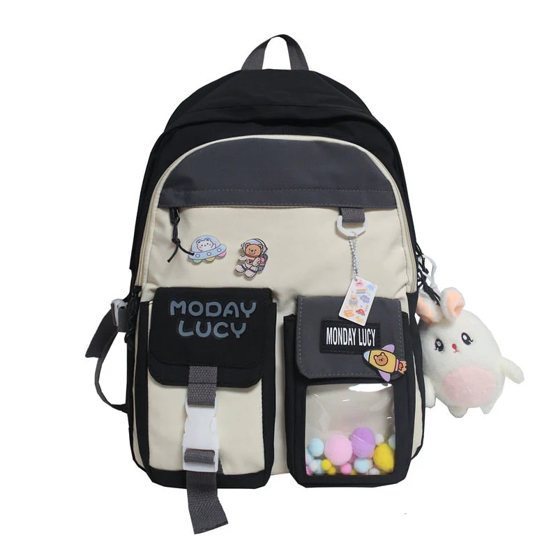 deanwangkt Women Cute Backpack High Capacity Female Harajuku School Bag College Lady Kawaii Cartoons Backpack Fashion Book Girl Bag Student - Deanwangkt