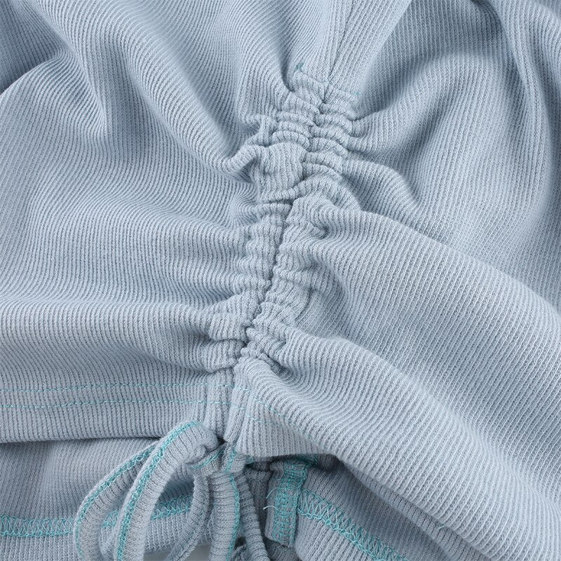 deanwangkt Ruched Sleeveless Tank Tops Tees Women Solid Casual Fashion Crop Top Ladies High Street Tie Up Croptop Summer Fitness - Deanwangkt