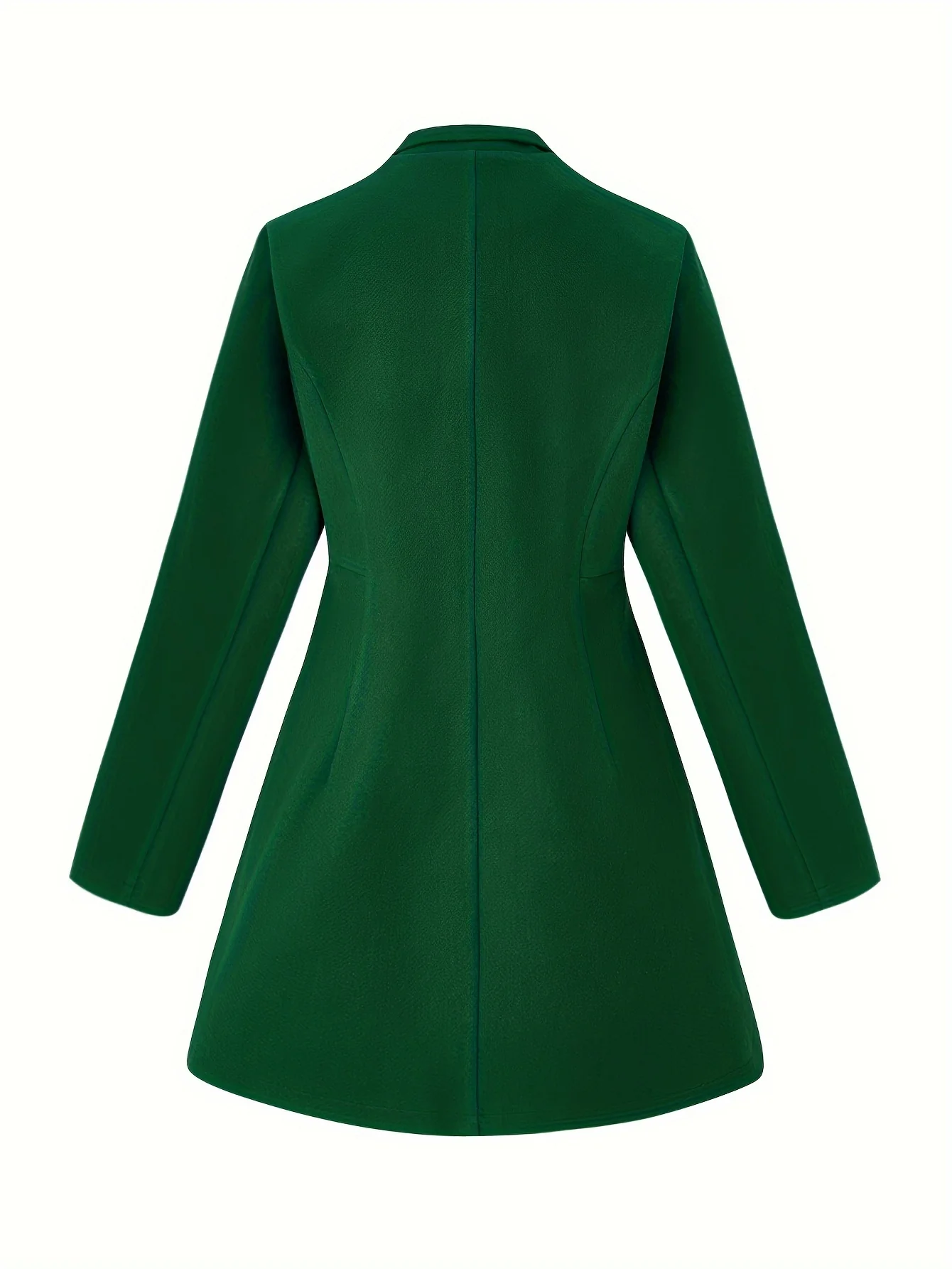 deanwangkt Plus Size Casual Coat, Women's Plus Solid Long Sleeve Button Up Lapel Collar Nipped Waist Tunic Woolen Coat - Deanwangkt