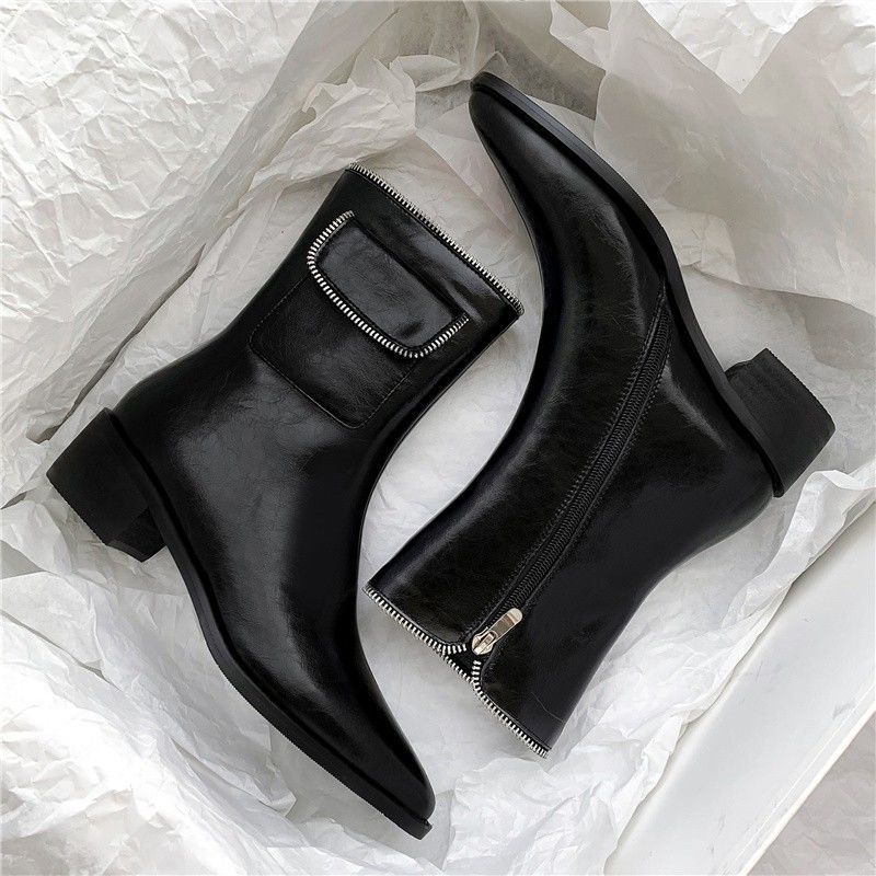 DEANWANGKT  New Autumn Winter Women Mid Heels Shoes Fashion Zipper Warm Ankle Snow Boots Gladiator Designer Modern Botas Mujer Zapatos - Deanwangkt