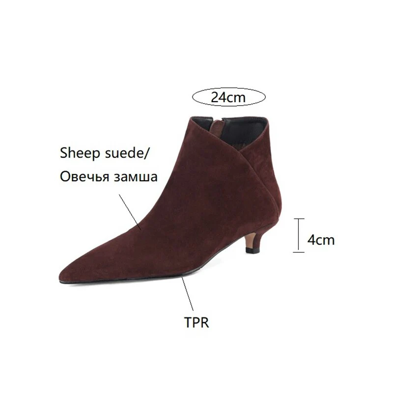 deanwangkt  fashion inspo    NEW Autumn Women Ankle Boots Sheep Suede Shoes Pointed Toe High Heel Shoes Women Concise Thin Heel Boots for Woman botines mujer - Deanwangkt