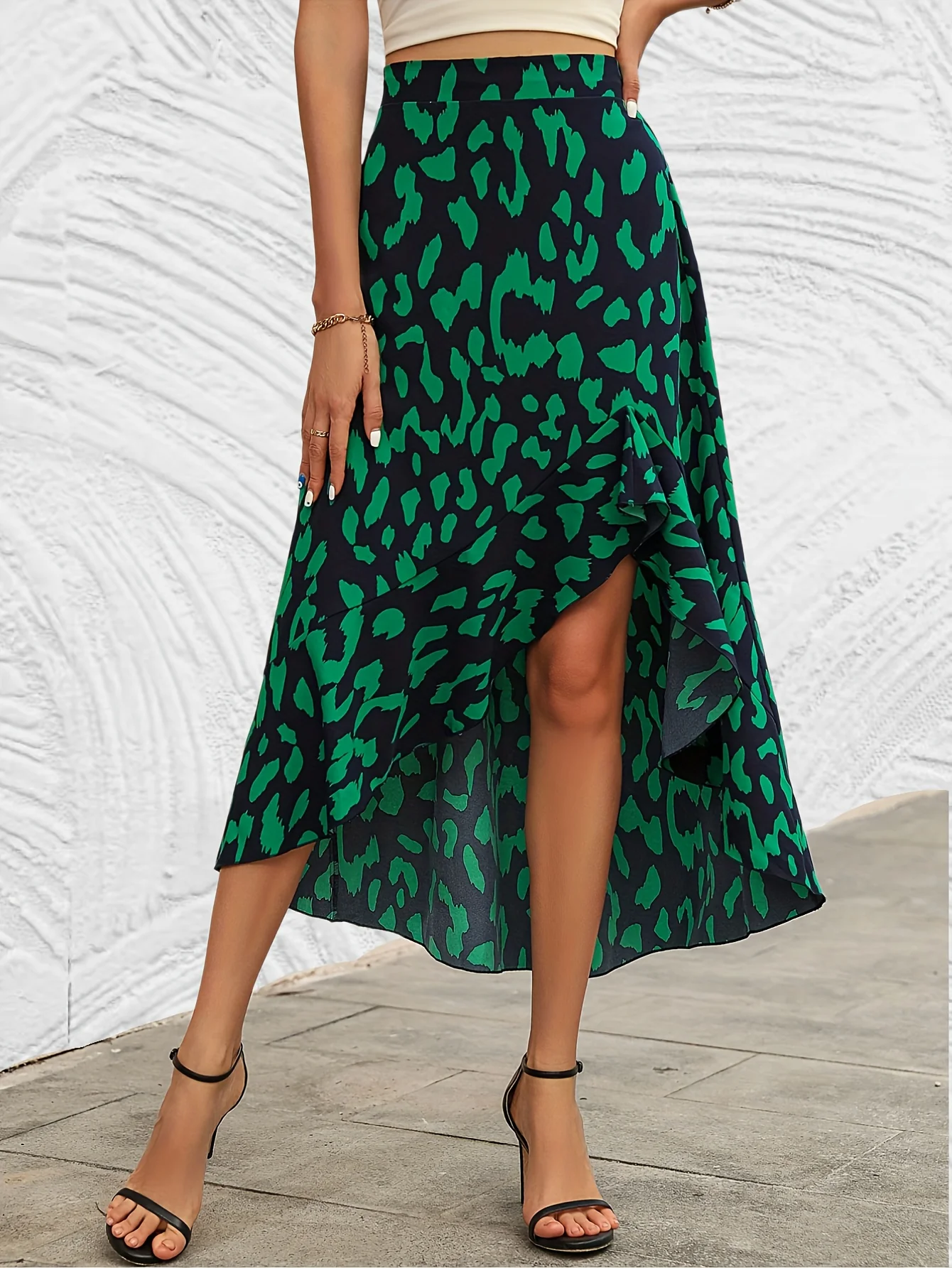 deanwangkt-1 All Over Print High Waist Skirt, Elegant Asymmetrical Hem Skirt, Women's Clothing - Deanwangkt