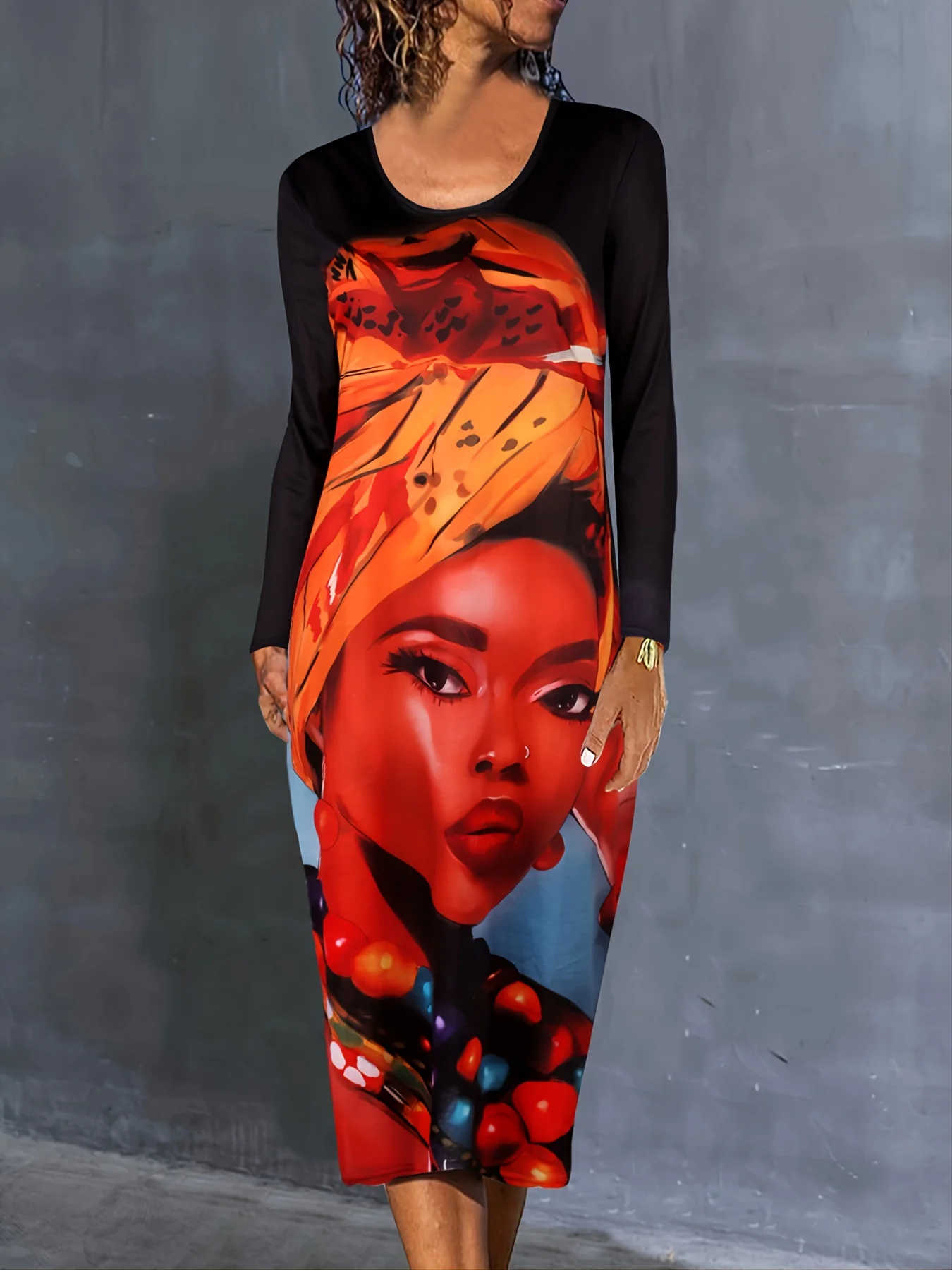 Women's Dresses Fashion Round Neck Long Sleeve Loose Dresses - Deanwangkt