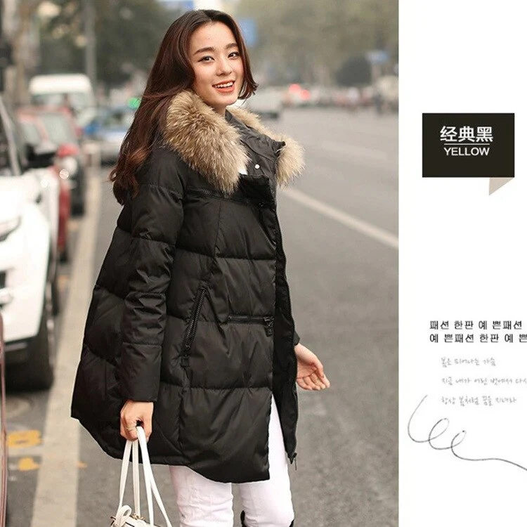 deanwangkt Women Parkas Long Thick Warm Jacket Hooded Fur Zipper Yellow Elegant Ladies Coats Solid Female clothing Parka Femme - Deanwangkt