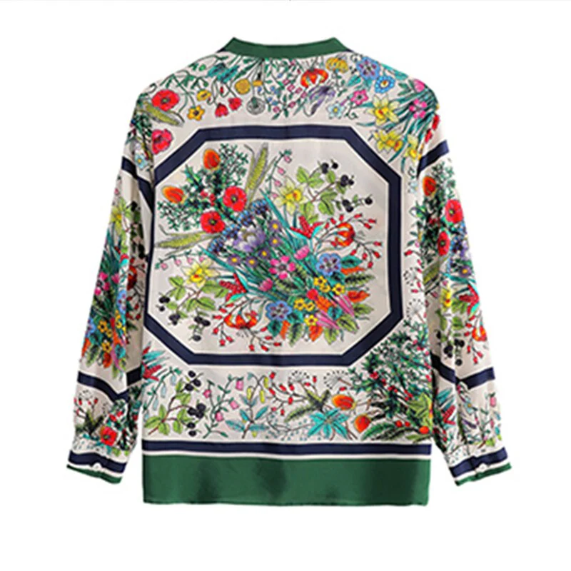 deanwangkt flower print shirts women's blouses  Spring summer long sleeve Blouse Female Tops Blusas Mujer - Deanwangkt
