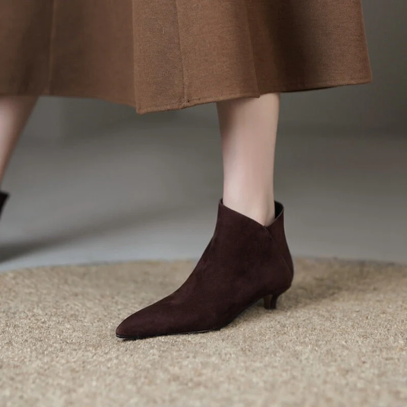 deanwangkt  fashion inspo    NEW Autumn Women Ankle Boots Sheep Suede Shoes Pointed Toe High Heel Shoes Women Concise Thin Heel Boots for Woman botines mujer - Deanwangkt