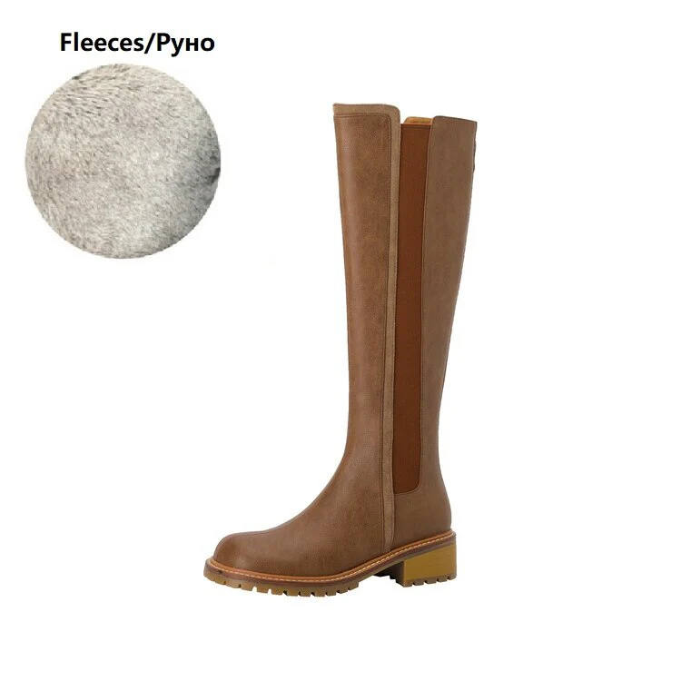 deanwangkt Autumn Boots   NEW Fall Women Shoes Round Toe Chunky Shoes Women Winter Split Leather Knight Boots Thick Heel Knee High Boots Retro Boots Women - Deanwangkt