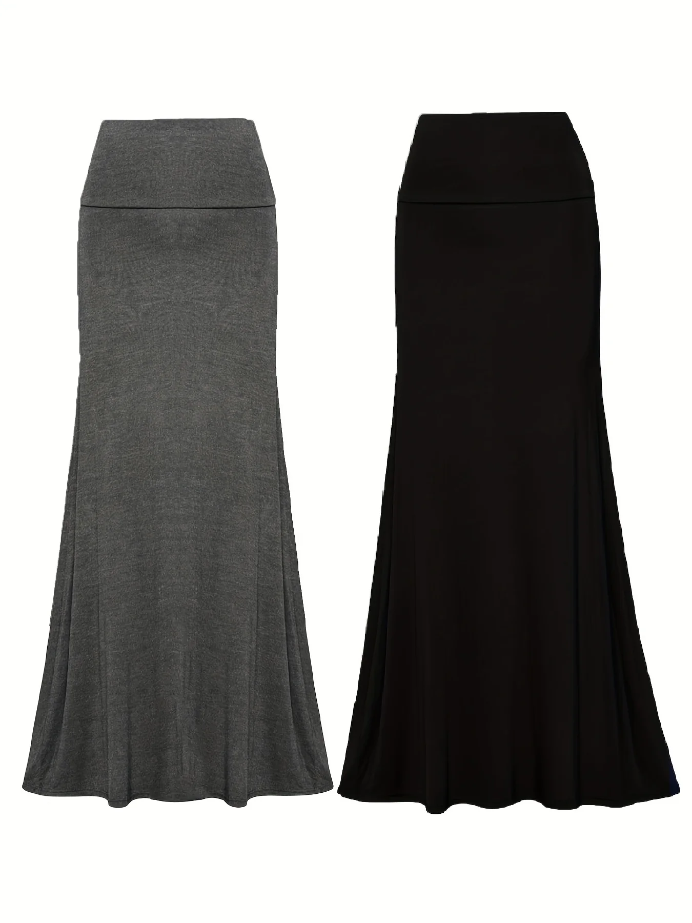 deanwangkt Solid High Waist Skirt 2 Pack, Elegant Slim Maxi Length Skirt, Women's Clothing - Deanwangkt