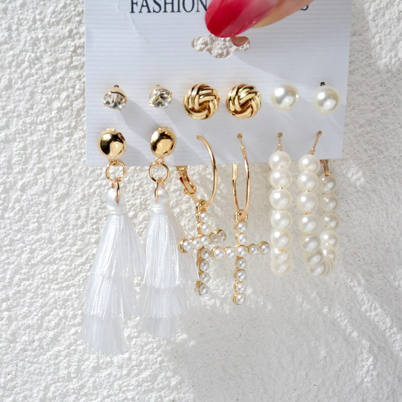 DEANWANGKT 23 Styles Women Earring Set Fashion Jewelry Gold Metal Big Hoop Dangle Drop Earing Butterfly Tassel Geometric Punk Brincos Femme - Deanwangkt