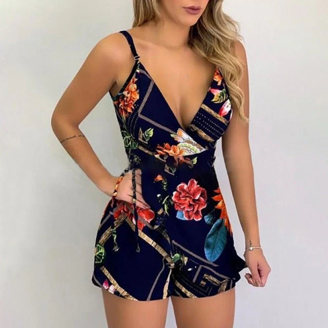 deanwangkt Women OL Solid Loose Palysuits Summer  Chiffon  Falbala Sleeveless Ladies High Street Overalls Jumpsuits - Deanwangkt