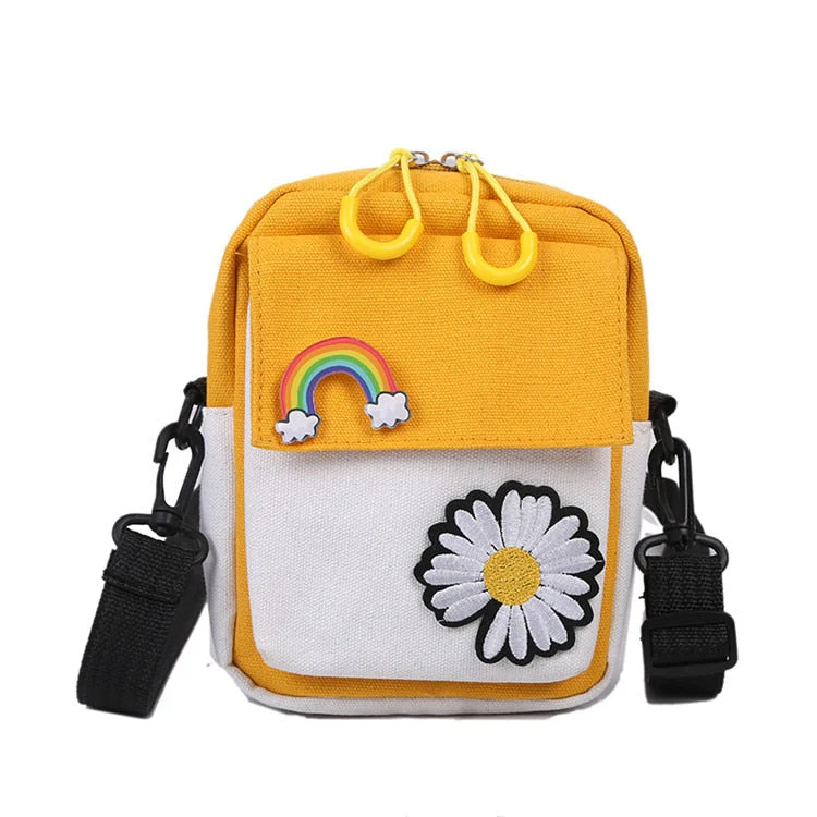 deanwangkt Hot Sell Canvas Bag For Women Fashion Small Crossbody Bags Women Flower Embroidery Flap Shoulder Bag Ladies Phone Bag Bolsa - Deanwangkt