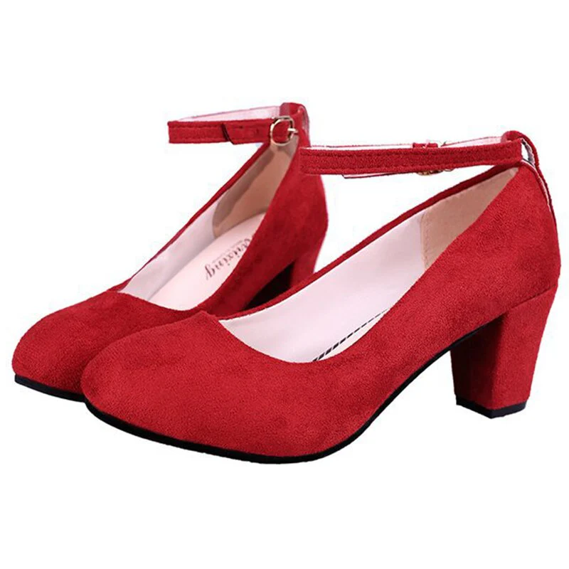 deanwangkt Fashion Women Pumps High Heels Suede Women Shoes Chunky Ankle Work Walking Shoes Sexy Pointed Toe Pumps Ladies Party Shoe - Deanwangkt